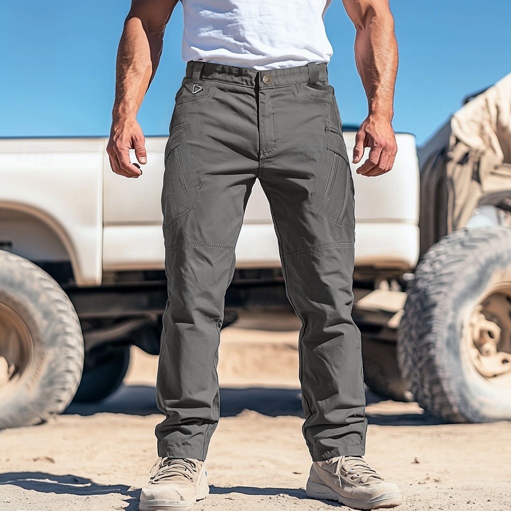 Herr Militärbyxor Cargo byxor Långbyxor Ficka Rakt ben Ensfärgat Komfort Utomhus Fullängd Ledigt Dagligen Streetwear Stylish Svart Armégrön Microelastisk 2025 - $22.99 –P4