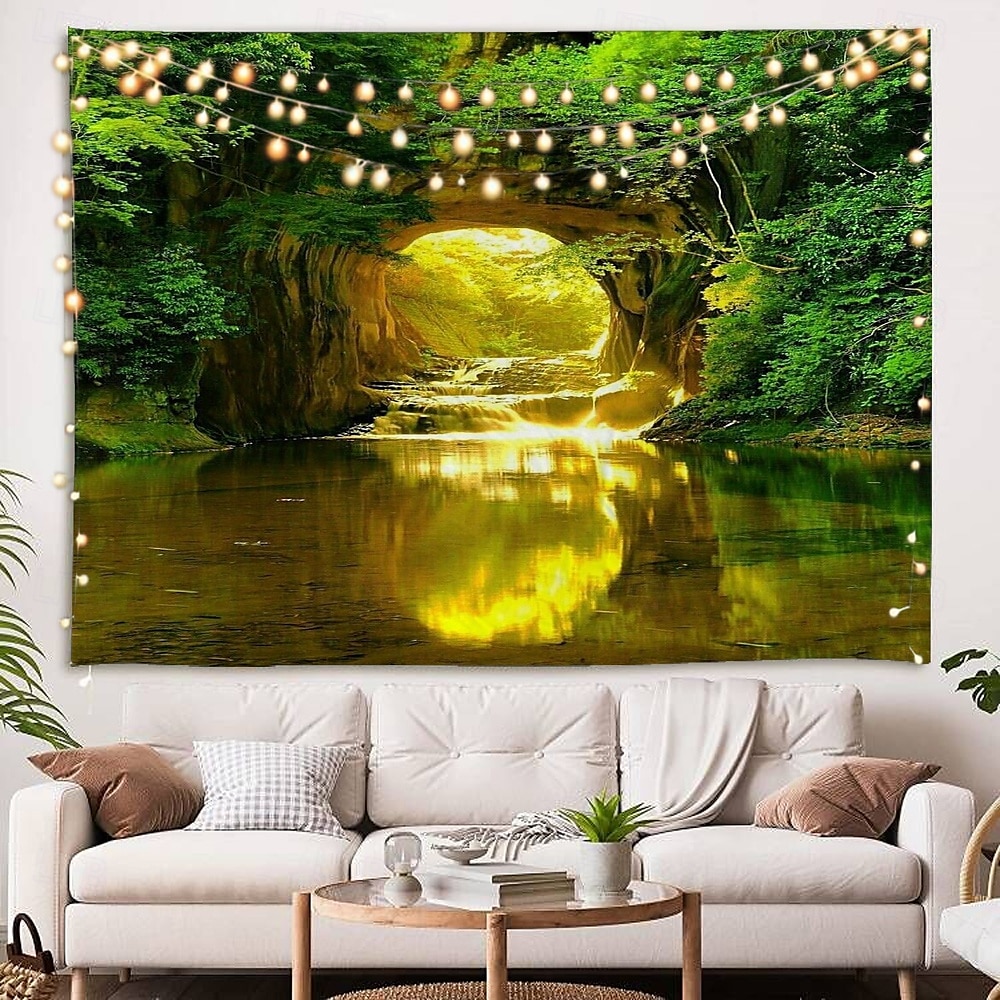 természet vízesés függő gobelin fal művészet nagy kárpit falfestmény dekoráció fénykép háttér takaró függöny otthon hálószoba nappali dekoráció 2025 - $17.99 –P4