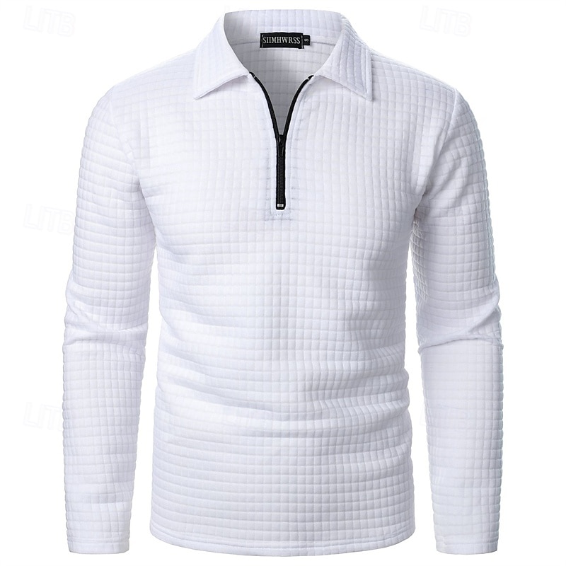Férfi Gofris pólóingek Quarter Zip Polo Napi Szabadság Negyed irányítószám Hosszú ujj Divat Modern Sima Tavasz Ősz Normál Fekete Fehér Bor Sötétkék Khakizöld Katonai zöld Gofris pólóingek 2025 - $16.49 –P8
