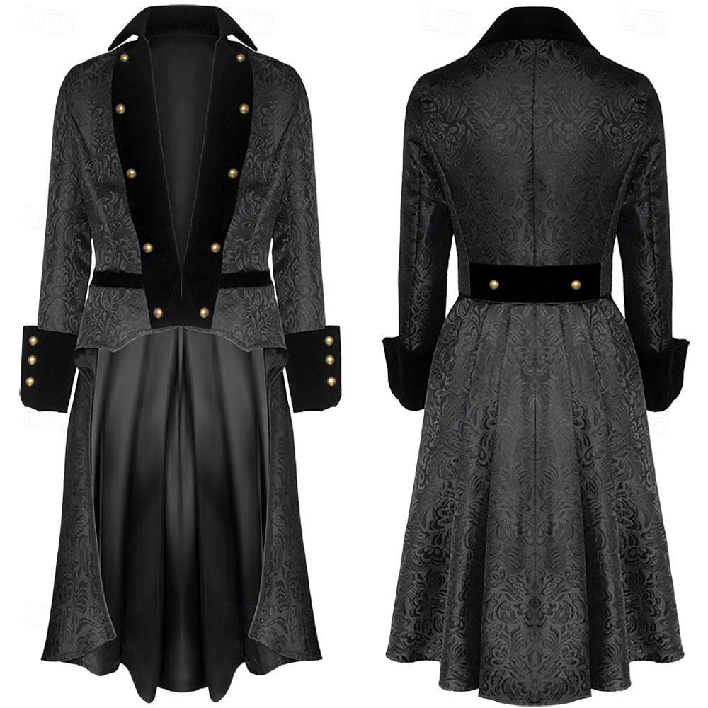 Punk y gótico Renacimiento siglo 17 Abrigo Chaqueta Gabardina Caballero Noble Hombre Víspera de Todos los Santos Carnaval Mascarada Evento / Fiesta Mascarada Feria del Renacimiento Adulto Chaqueta 2025 - $49.99 –P1