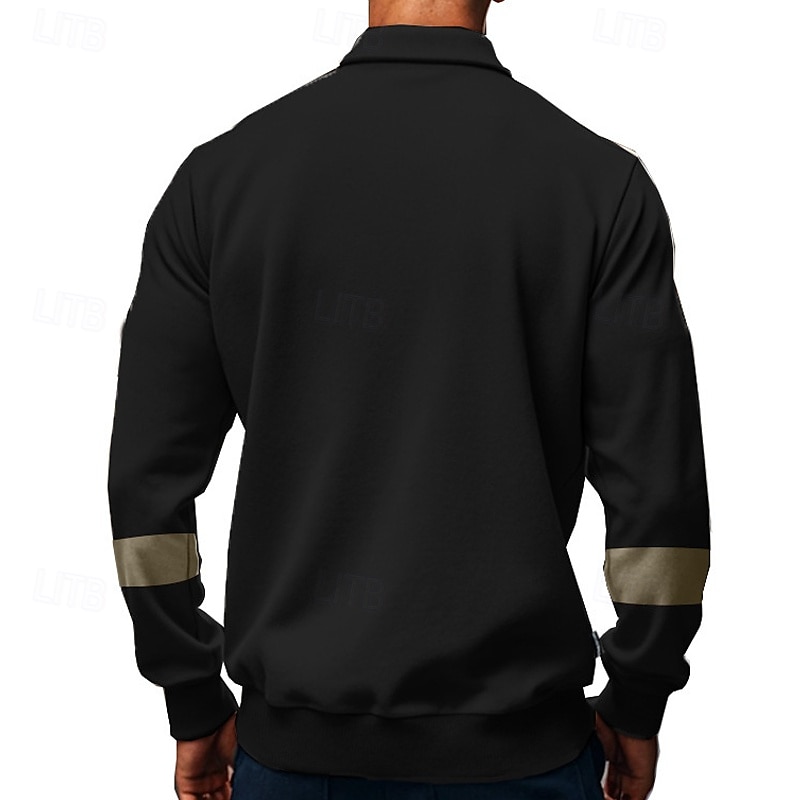 Men's Golf Shirt Golf Polos Shirts Work Casual Lapel Long Sleeve Basic Modern Color Block Patchwork Buttons Spring &  Fall Regular Fit Black White Army Green Khaki Gray Golf Shirt 2025 - $25.99 –P10