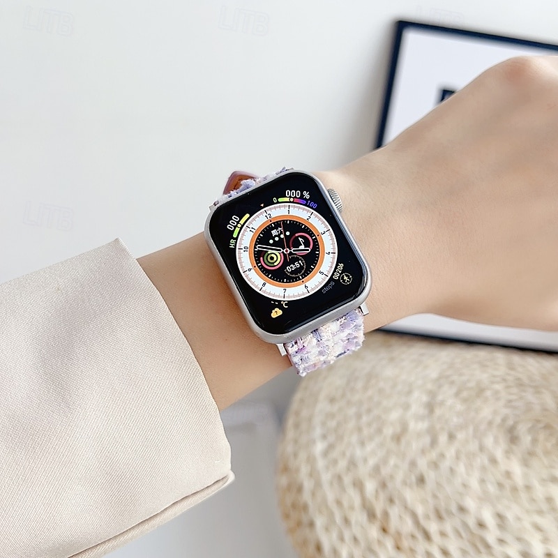 Solo Loop Συμβατό με Ζάντα ρολογιού Apple Watch 38mm 40mm 41mm 42mm 44mm 45mm 49mm Ρυθμιζόμενο Ύφασμα Ανταλλακτικό λουράκι ρολογιού για iwatch Ultra 2 Series 9 8 7 SE 6 5 4 3 2 1 2025 - $17.99 –P4