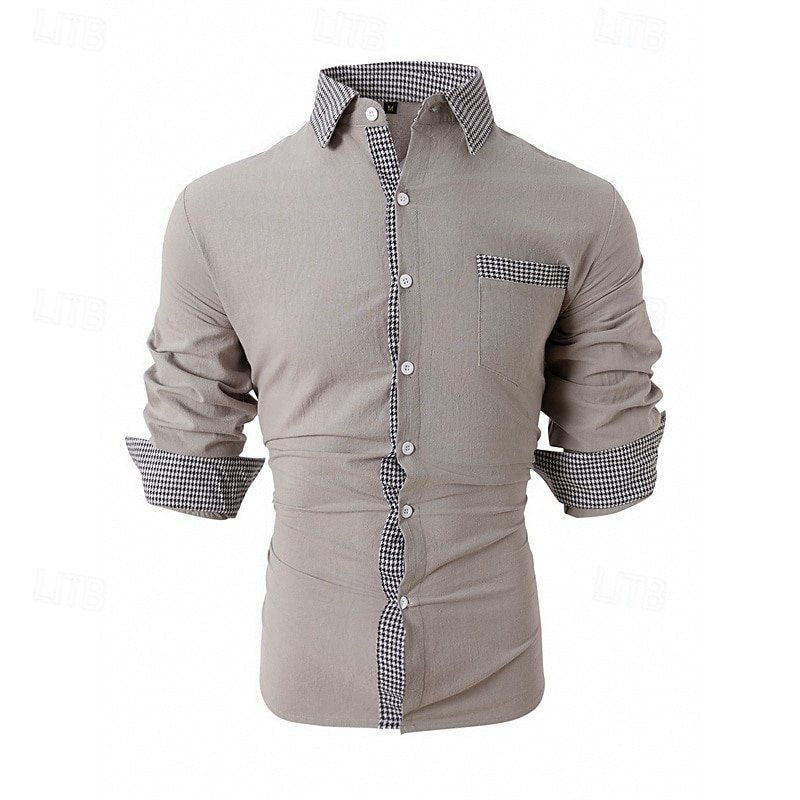 Herren Hemd Oberhemd Knopfhemd Farbblock Hochzeit Party Schwarz Weiß Rosa Orange Langarm Kargen Frühling & Herbst Bekleidung Patchwork 2025 - $26.99 –P3