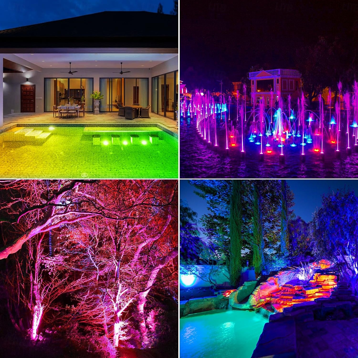 2025年 1個 6ヘッド RGB 水中ライト - リモート & Bluetooth アプリ制御 LED プールライト、RGB カラー変更、IP68 防水、プール、水槽、噴水用、米国プラグ  コレクション – $97.99 –P4