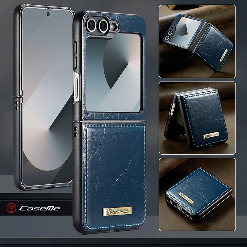 2025年 電話 ケース 用途 サムスンのギャラクシー Zフリップ6 バックカバー スタンド付き 磁石バックル ワイヤレス充電をサポート レトロ風 TPU PUレザー  コレクション – $15.99 –P10