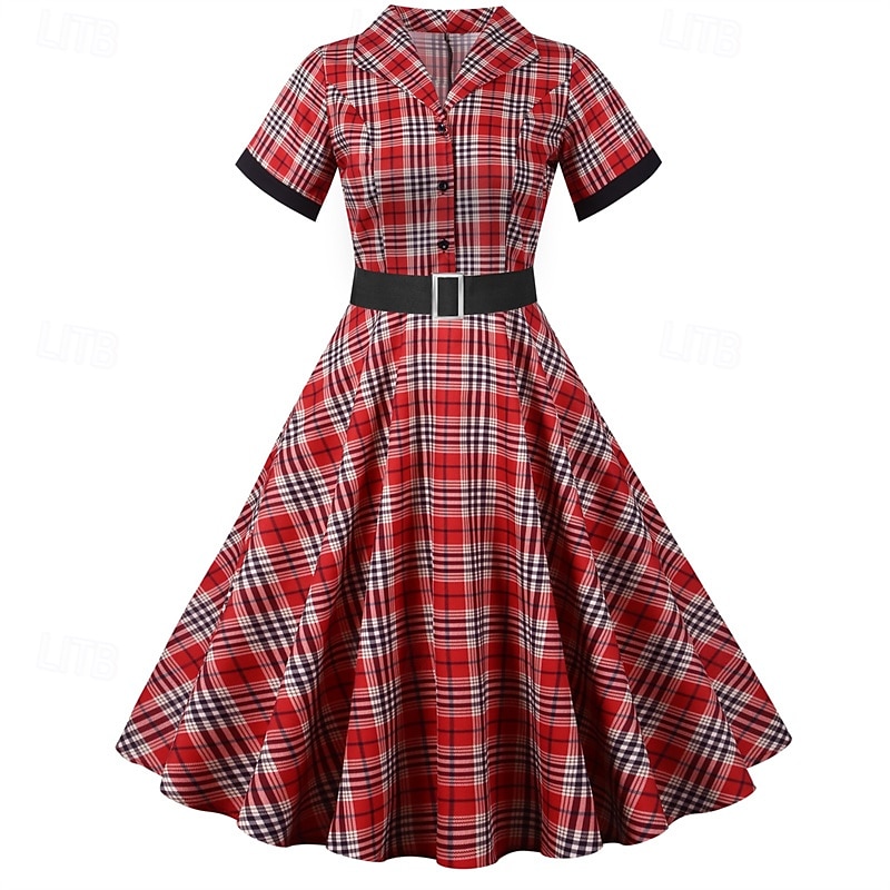 Elegant klasické 1950 Rochii Plisat Linia -A Pentru femei ziua îndragostiților Evenimente / Petrecere Dată Petrecere ceai Adulți Rochie Primavara vara 2025 - $24.99 –P4