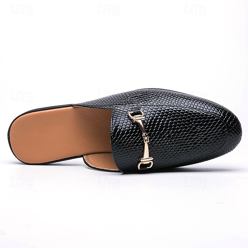 mocassins marron à motif serpent pour hommes – mules à enfiler en similicuir avec boucle en métal pour une tenue décontractée et formelle de 2025 ? $46.99 –P4