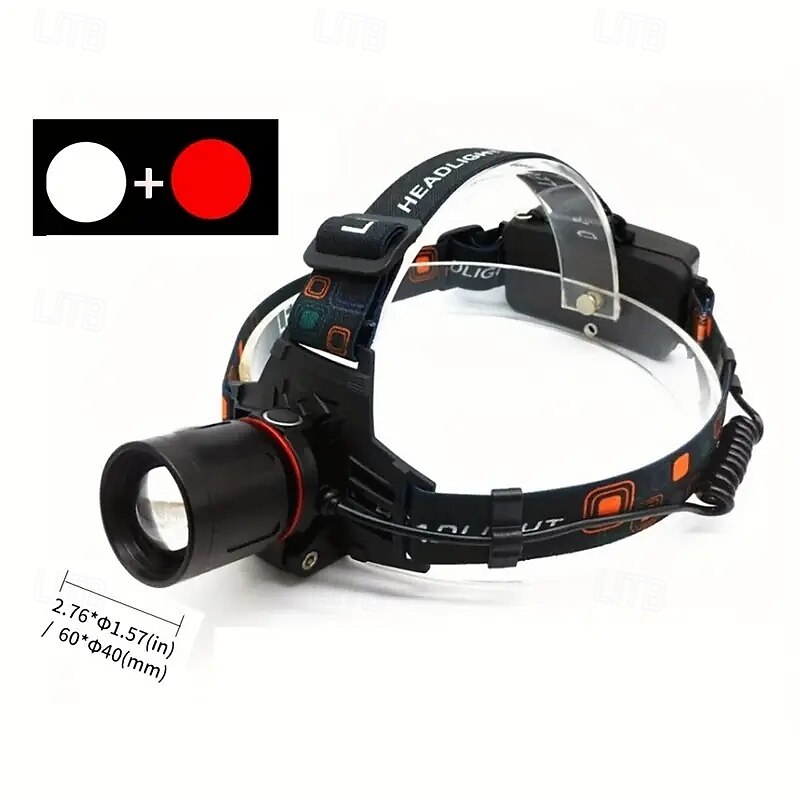 2 ב-1 usb נטען אדום  & אור לבן פנס ראש ציד טקטי פנסי ראש לציד  & קֶמפִּינג 2025 - $28.99 –P6