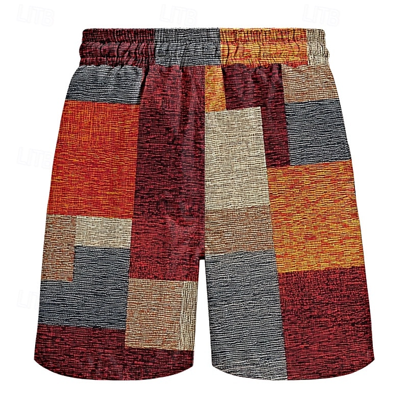 Men's Color Block Patchwork Shorts Summer Shorts Beach Shorts Mid Waist Streetwear Hawaiian Casual Daily Holiday Pocket Drawstring Elastic Waist Designer Clothing Apparel 2025 - $19.99 –P4