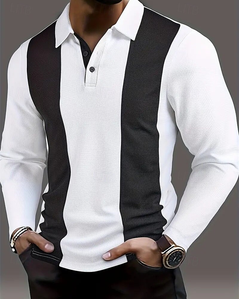 Herren Poloshirts zum Suchbegriff: "Waffel" Golfhemd Arbeit Casual Kargen Langarm Basic Modern Farbblock Patchwork Knopf Frühling & Herbst Regular Fit Weiß Poloshirts zum Suchbegriff: "Waffel" 2025 - $21.99 –P1