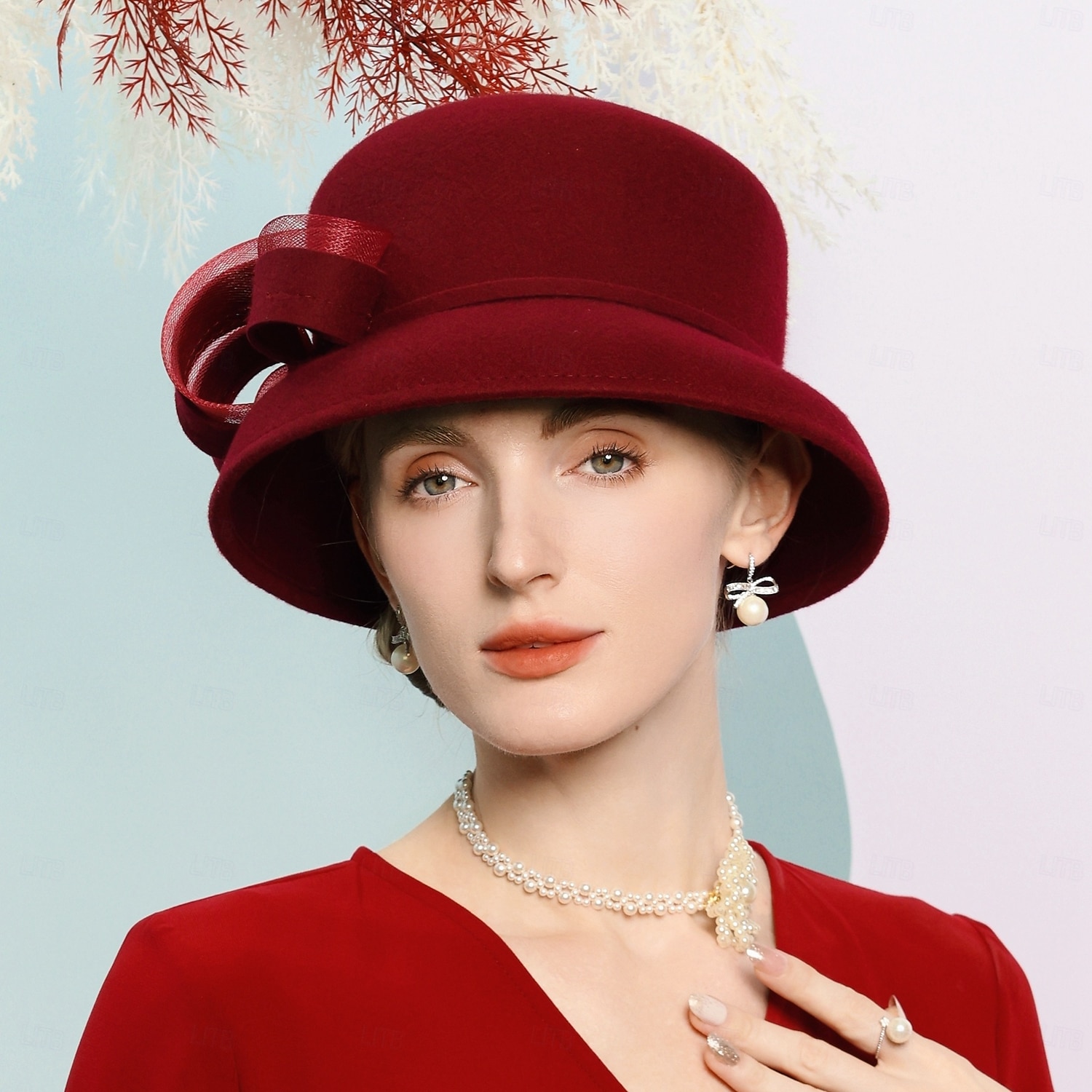 hatter 100% ull bowler / cloche lue bøtte lue bryllup teselskap elegant bryllup med bowknot skjøting hodeplagg hodeplagg 2025 - $74.99 –P12