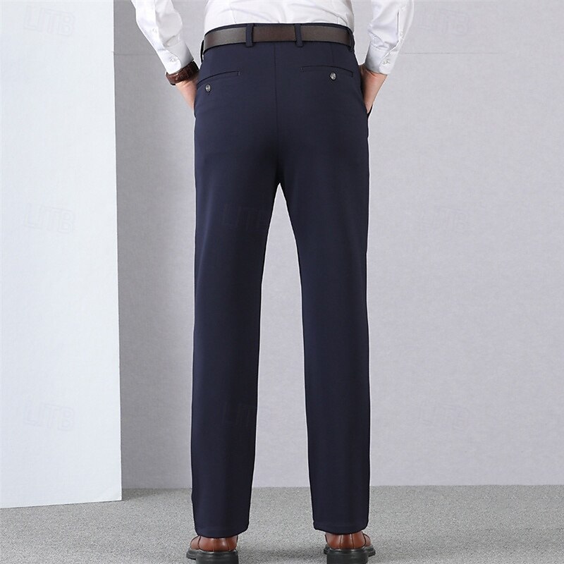 Herren Abschlußfeier Anzughose Hose Chinos Knöpfe Tasche Einfarbig Komfort Formell Party Arbeit Mode Klassicher Stil Schwarz Wein Mikroelastisch 2025 - $17.99 –P11