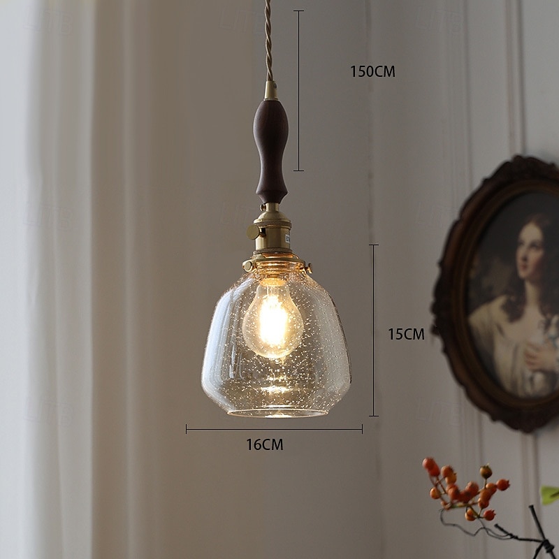 lampadario in vetro a bolle d'aria base in metallo vintage lampada a sospensione a testa singola lampada da comodino da fattoria lampada da soffitto per isola cucina sala da pranzo camera da letto del 2025 a $84.99 –P6