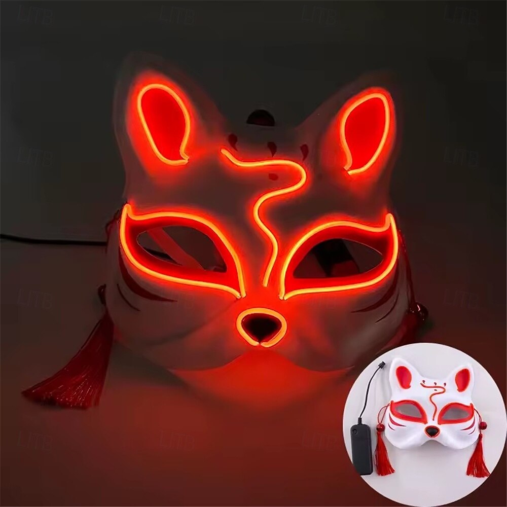 Carnival LED Fox Luminous Mask - Festival Party Light Up Decoration Prop, Internet Celebrity Live Streaming Gift AA Batteries Powered - 1PC 2025 - $14.99 –P8