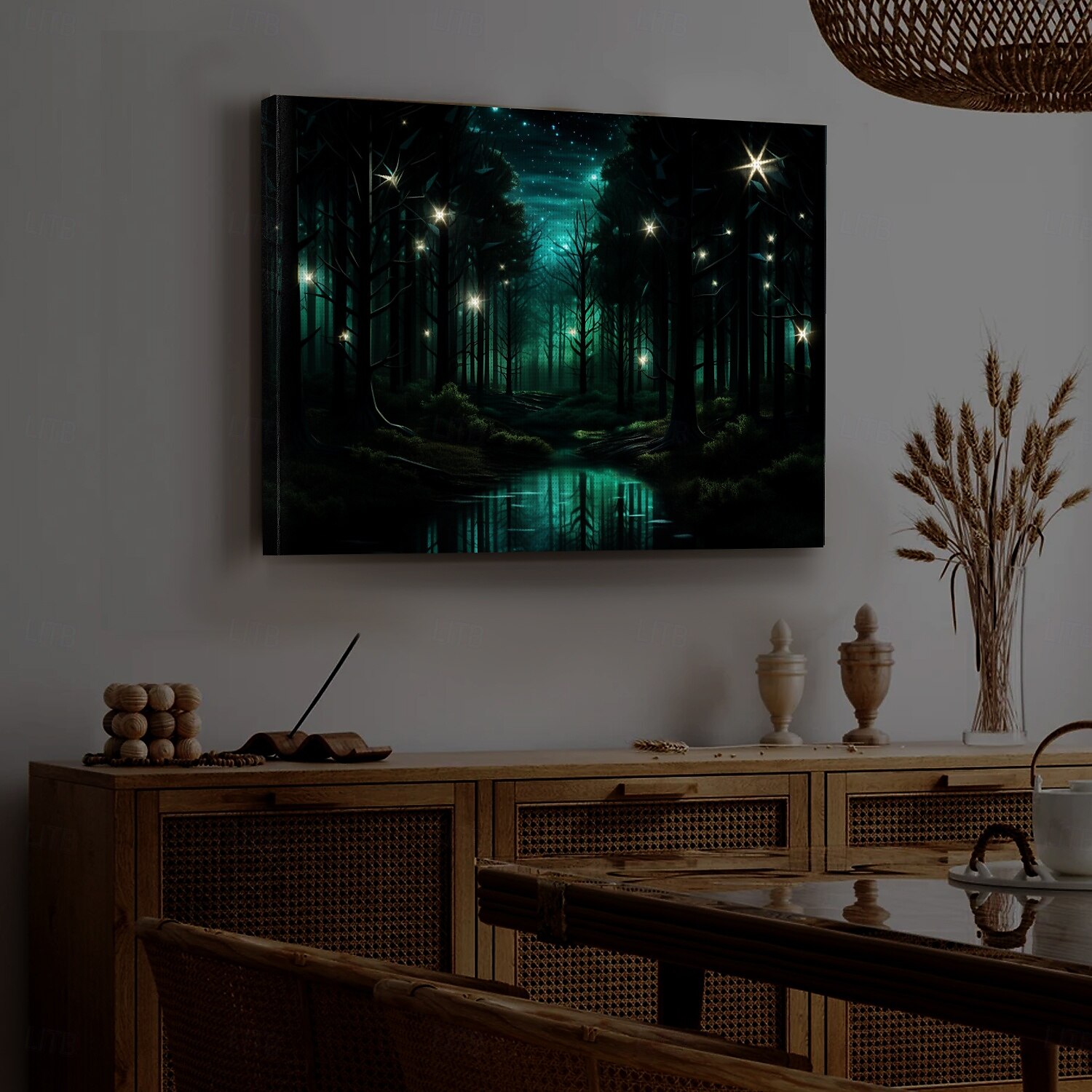Forest Twinkle LED Canvas Wall Art Stained Glass Printing LED Lighted Up Wall Decor 2AA Battery Operated Lighted Canvas Print LED Light Kitchen Bedroom or Home Decor 2025 - $50.99 –P3