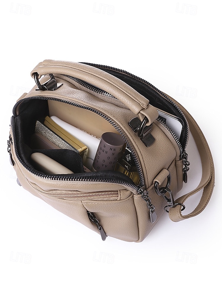 sac à bandoulière en similicuir pour femme, petit sac à main décontracté avec plusieurs compartiments zippés, sac à bandoulière quotidien élégant pour les voyages et le shopping couleur vin noir blanc de 2026 ? $26.99 –P2