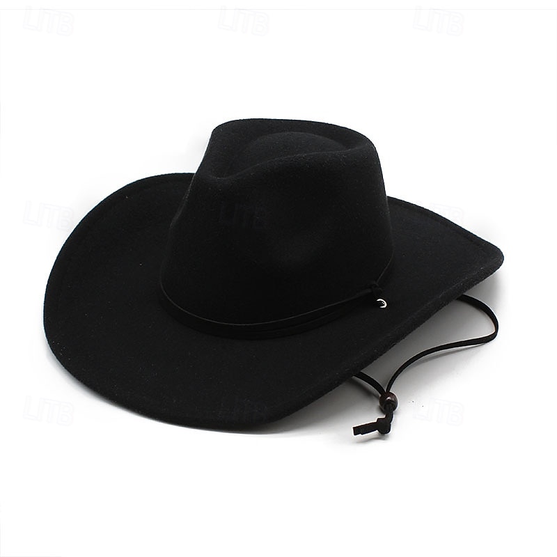 Homme Chapeau de soleil Chapeau de cowboy Chapeau Fedora Trilby Noir Rouge Laineux Le style rétro Mode 18ème siècle État du Texas du quotidien Le thème de la fête Couleur unie / unie Ecran Solaire de 2025 ? $20.99 –P11