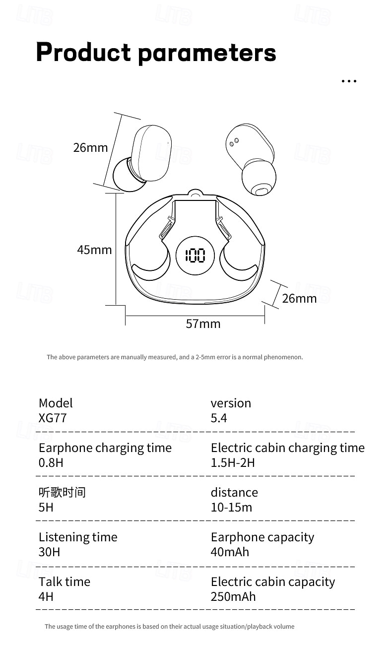 XG77 True Wireless Headphones TWS Earbuds In Ear Bluetooth 5.3 Sports Ergonomic Design Waterproof IPX4 for Apple Samsung Huawei Xiaomi MI  Fitness Camping / Hiking Running Mobile Phone Travel 2025 - $14.99 –P10