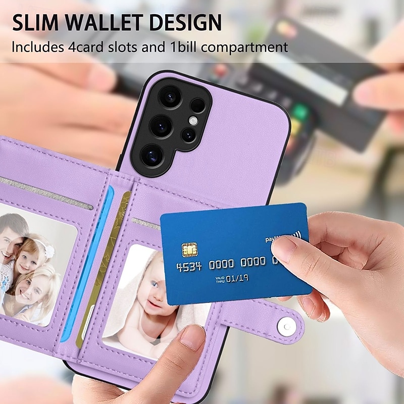 Phone Case For Samsung Galaxy S24 S24 Ultra Plus S24 FE S23 S23 Ultra S23 Plus S22 S22 Plus Ultra S21 FE A55 5G Back Cover with Stand Holder Card Slot Shockproof Retro TPU PU Leather 2025 - $16.99 –P17
