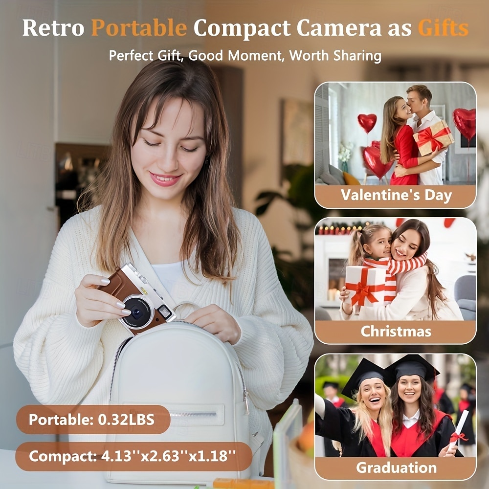 4K UHD Point and Shoot Camera Digicam with Auto Focus Compact Digital Camera Travel Camera with Auto Focus 48MP Vlogging Camera 2025 - GBP £102.14 –P9