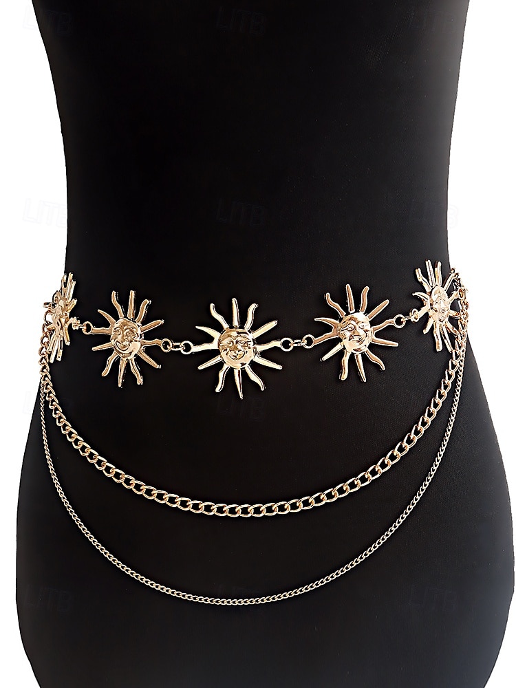 Cinturón de cuerpo con cadena de sol dorada estilo bohemio para mujer con múltiples cadenas | Perfecto para festivales y ropa de playa 2025 - $11.99 –P8