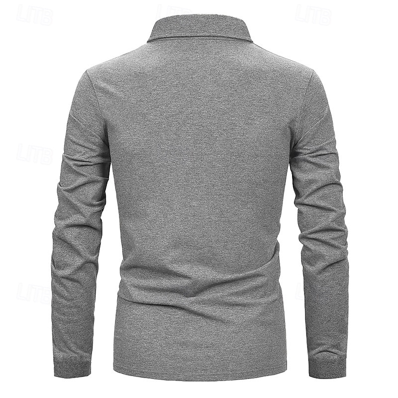 Herren Golfhemd Golf Poloshirts Arbeit Casual Kargen Langarm Basic Modern Farbblock Patchwork Knopf Frühling & Herbst Regular Fit Königliches Blau Blau Dunkelgrau Khaki Hellgrau Hellblau Golfhemd 2025 - $25.99 –P12