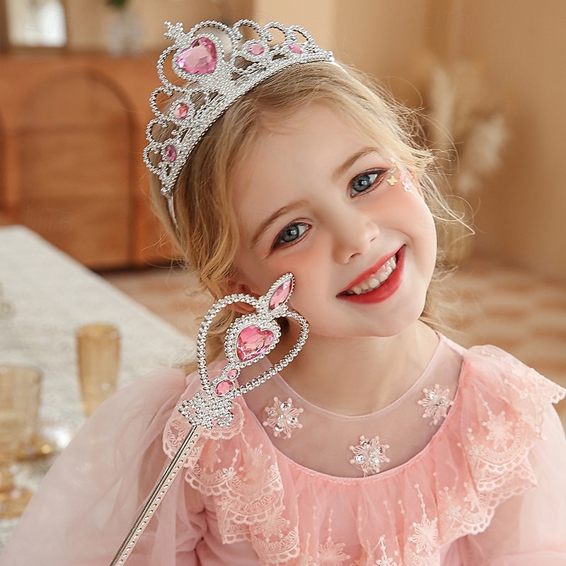 2 Stück kinderkleidung Mädchen Haarzubehör Tiara Aktiv Süß Party Geburtstag Herz Rosa Blau 2025 - $5.49 –P2