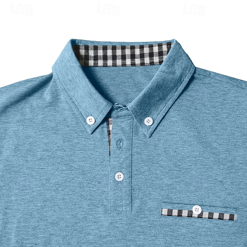 Herren Golfhemd Golf Poloshirts Arbeit Casual Kargen Langarm Basic Modern Farbblock Patchwork Knopf Frühling & Herbst Regular Fit Königliches Blau Blau Dunkelgrau Khaki Hellgrau Hellblau Golfhemd 2025 - $25.99 –P4