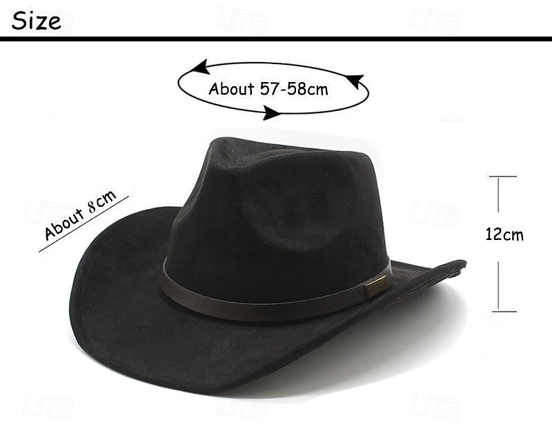 Homme Chapeau de soleil Chapeau de cowboy Chapeau Fedora Trilby Noir Chameau Laineux Le style rétro Mode 18ème siècle État du Texas du quotidien Le thème de la fête Couleur unie / unie Ecran Solaire de 2025 ? €20.99 –P4