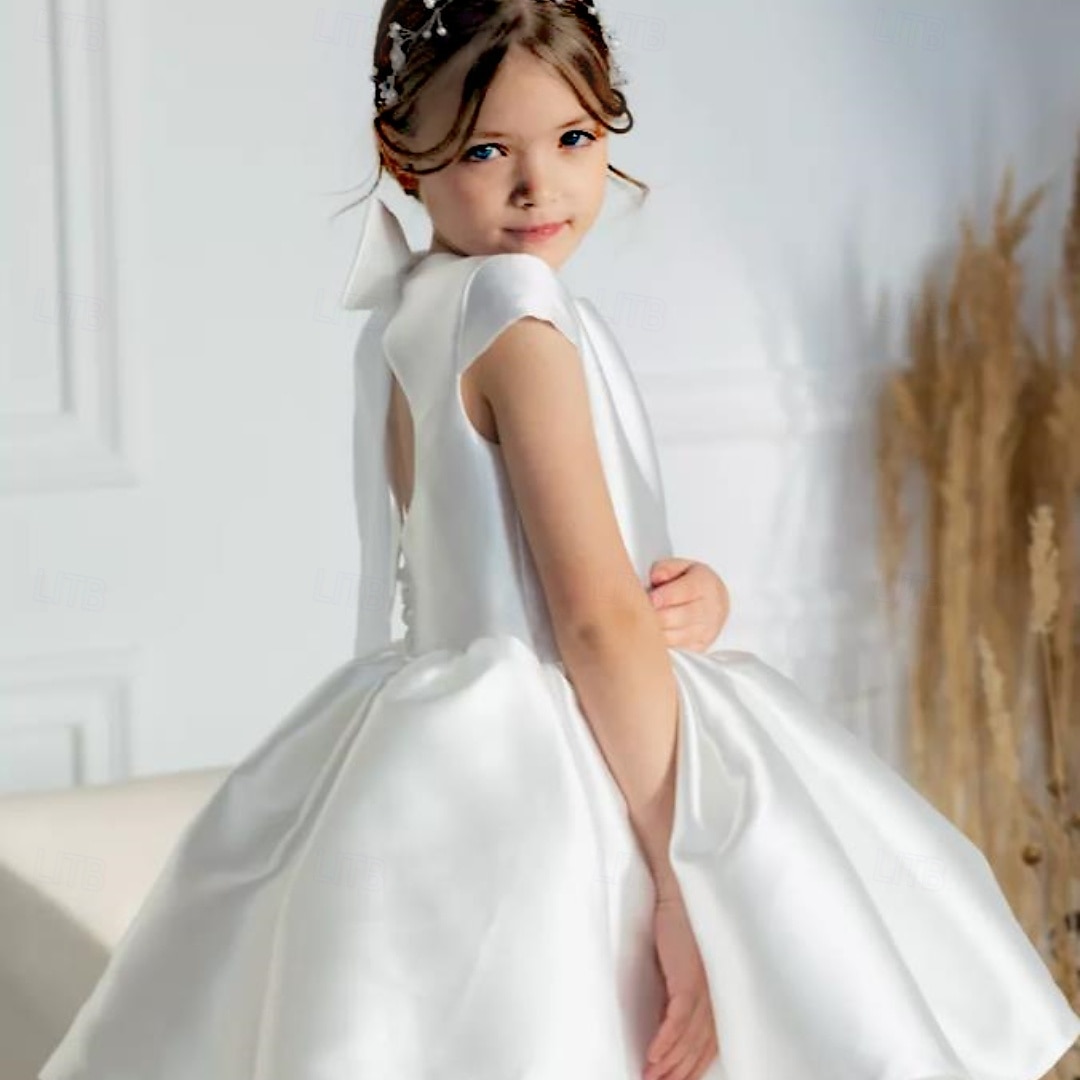 kinderkleidung Mädchen Blumenmädchen Kleid Kleid für die Erstkommunion Party Kleid Feste Farbe Ärmellos Leistung Hochzeit Party Gitter Prinzessin Süß Gitter Mitte der Wade Etuikleid Tüll-Kleid Sommer 2025 - $79.99 –P9