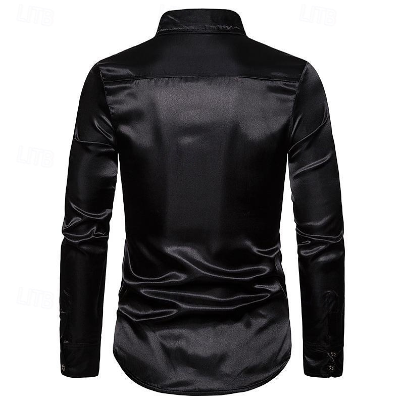 Men's Shirt Dress Shirt Button Up Shirt Plain Wedding Party Black White Red Blue Long Sleeve Lapel Spring &  Fall Clothing Apparel Sequins 2025 - $23.99 –P13