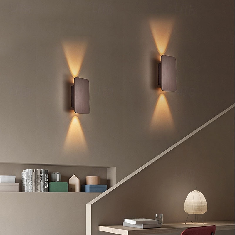 egyszerű 6w-os led fali lámpa beltéri dekor szálcsiszolt dupla fejes fali lámpa nappali lépcső 110-240v 10w 2025 - $66.99 –P6