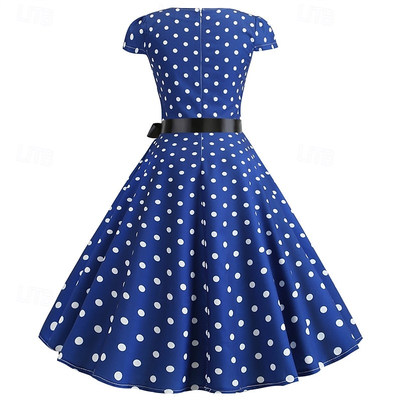 Elegant Classical 1950s Dress Polka Dot A-Line Women's Valentine's Day Event / Party Date Tea Party Adults' Dress Spring & Summer 2025 - GBP £15 –P3