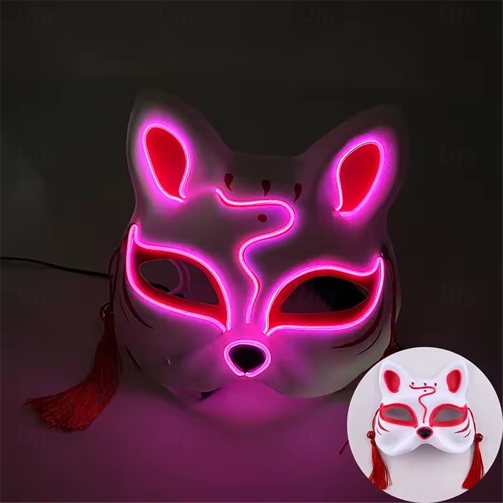Carnival LED Fox Luminous Mask - Festival Party Light Up Decoration Prop, Internet Celebrity Live Streaming Gift AA Batteries Powered - 1PC 2025 - $14.99 –P7