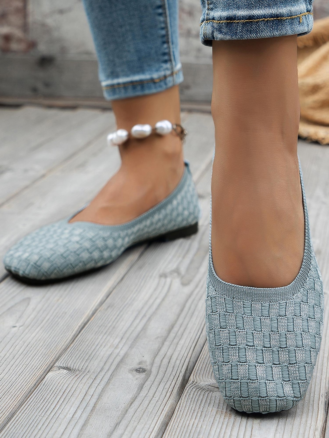 ballerines en tricot bleu pour femmes avec semelle intérieure coussinée - chaussures confortables et élégantes pour le travail et le quotidien de 2025 ? $24.99 –P3