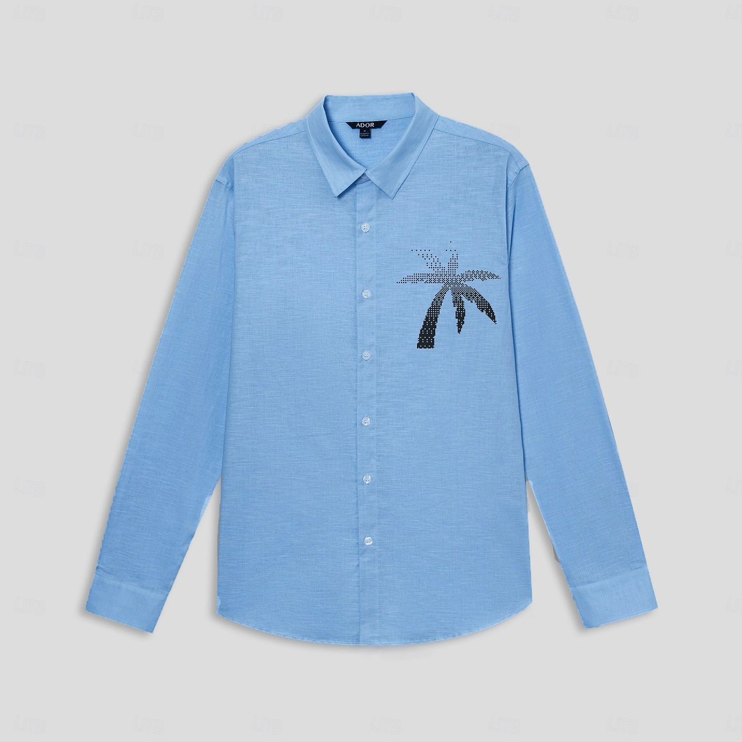 Per uomo Camicia Palma All'aperto Vacanza Bianco Blu Manica Lunga Collo ripiegato Estate Primavera Abbigliamento del 2025 a $37.99 –P9