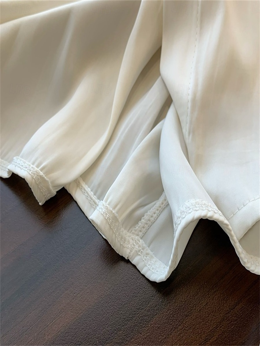 Dame Skjorte Helfarge Elegant Stilfull Fritid Langermet Høyhalset Vanlige topper Arbeid Daglig Ut på byen Svart Blå Kakifarget Beige Sommer Vår Høst 2025 - $39.99 –P15