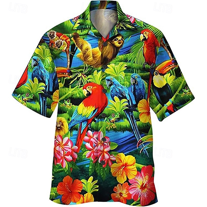 Herr Grafisk Hawaiisk Aloha Skjorta Sommarskjorta Hawaii skjorta Kortärmad Skjorta Nedvikt Mode Designer Ledigt Utomhus Gata Ledigt Havsblått Blå Mörkgrön Tryck S M L 2025 - $3.79 –P8