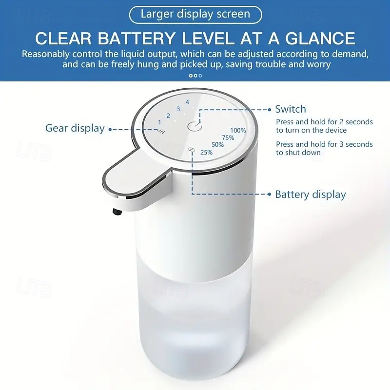 Distributeur de savon automatique d'une capacité de 380 ml - rechargeable par USB sans contact et technologie de détection de mouvement de 2025 ? $43.99 –P5