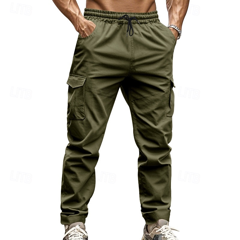 Men's Joggers Trousers Cargo Sweatpants Pocket Drawstring Elastic Waist Plain Comfort Sports Outdoor Daily Fashion Casual ArmyGreen Black Micro-elastic 2026 - $26.99 –P12