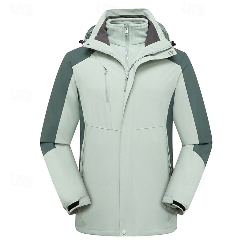 Hombre Chaqueta Softshell Chaqueta para senderismo Invierno Al aire libre Bloque de color Resistente al Viento Resistente al Agua Chaquetas 3-en-1 Chaquetas de Lana Chaqueta cortavientos Viaje Negro 2025 - $78.39 –P10