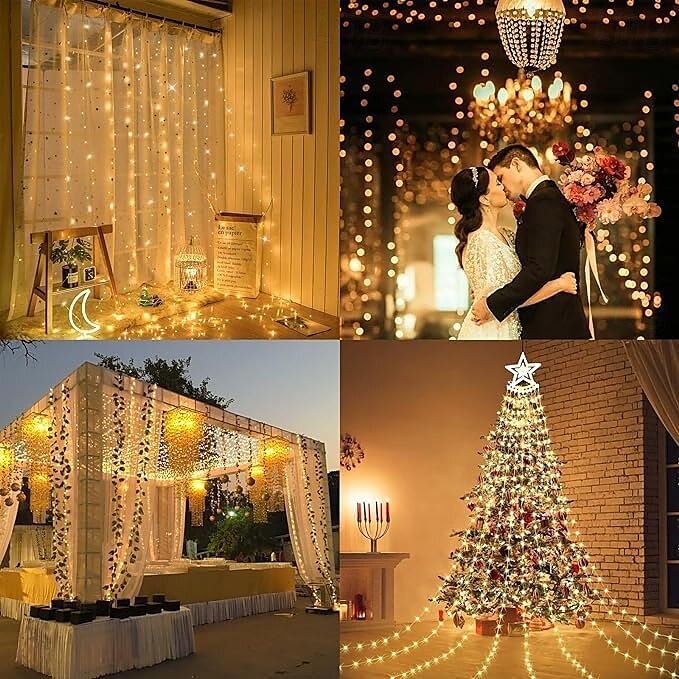 luci a stringa da 3 m alimentate ad energia solare 300 LED con telecomando a 13 tasti bianco caldo bianco freddo blu luci natalizie per interni festa matrimonio 1 pz del 2025 a $32.99 –P5
