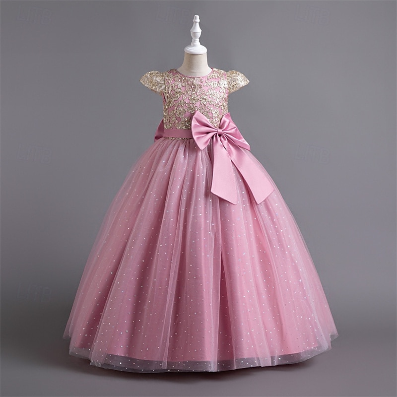 kinderkleidung Mädchen Blumenmädchen Kleid Party Kleid Farbblock Ärmellos Leistung Hochzeit Party Krawattenknoten Schön Süß Polyester Maxi abendkleider Schaukelkleid A Linie Kleid Sommer 4 Jahre + 2025 - $47.99 –P10