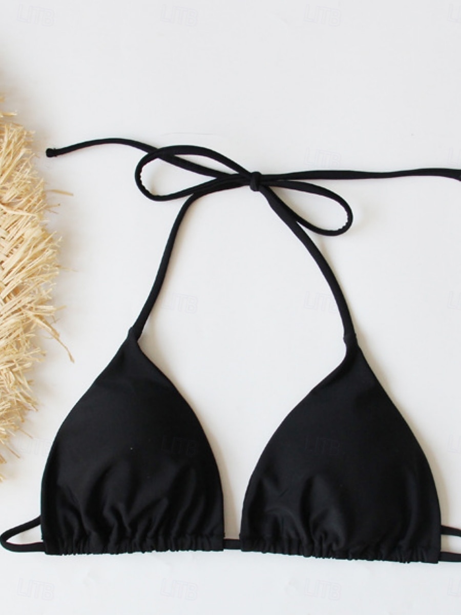 Dames Zwemkleding Bikini 2 stuks String Zwempak Blote rug Slank Vakantie Strand Kleding Effen Kleur Halternek Mouwloos Lange mouw Badpakken 2025 - $31.99 –P5