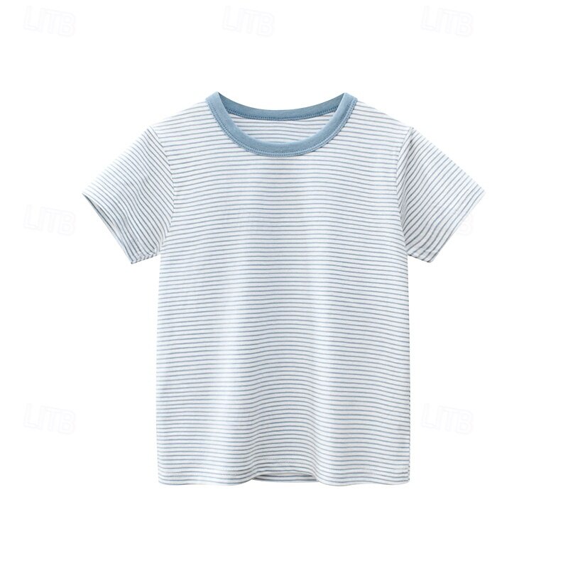 Paquets multiples 3 pièces Garçon Col Ras du Cou Manches courtes T shirt T-shirt Rayure Vacances Usage quotidien 100% Coton Printemps été de 2025 ? $19.99 –P2