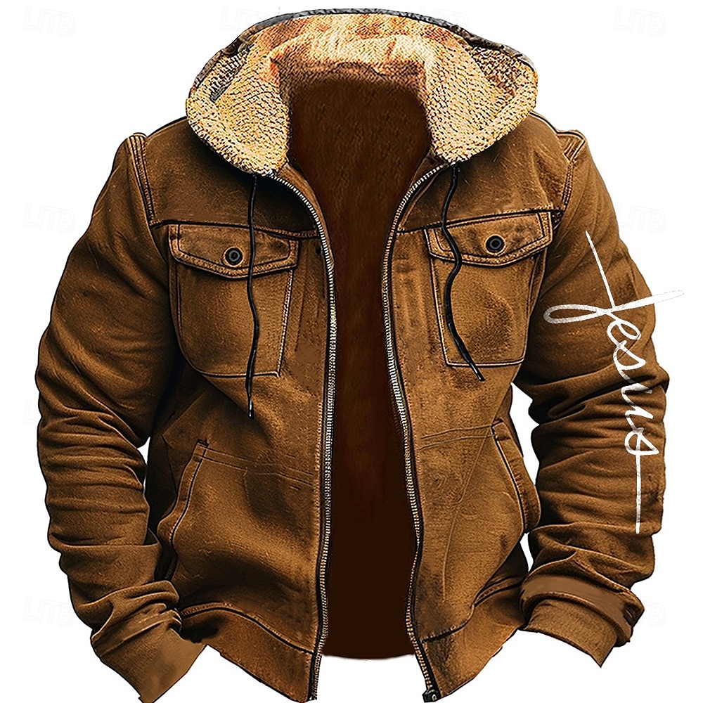 Homme Croix Toison Sweats à Capuche Sweat à capuche Sweat à capuche Capuche Mode 3D effet Vacances Chasse Bleu Marron Zippé Poche Automne Hiver Designer de 2025 ? $42.99 –P5