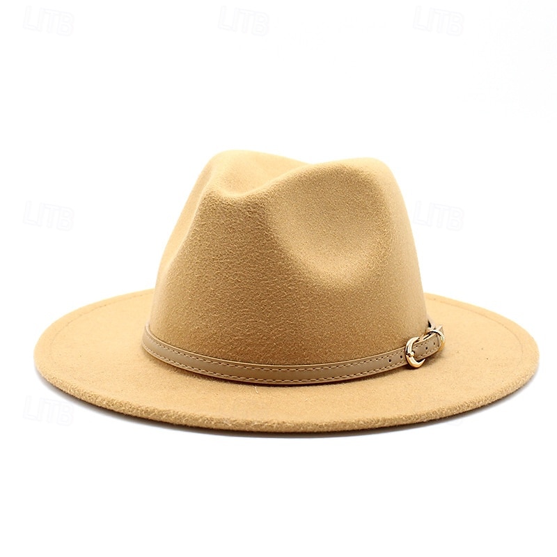 Men's Kentucky Derby Hat Sun Hat Cowboy Hat Fedora Trilby Hat Black White Woolen Vintage Style Fashion 18th Century State of Texas Daily Theme Party Solid / Plain Color Sunscreen Cosplay 2025 - $9.99 –P5