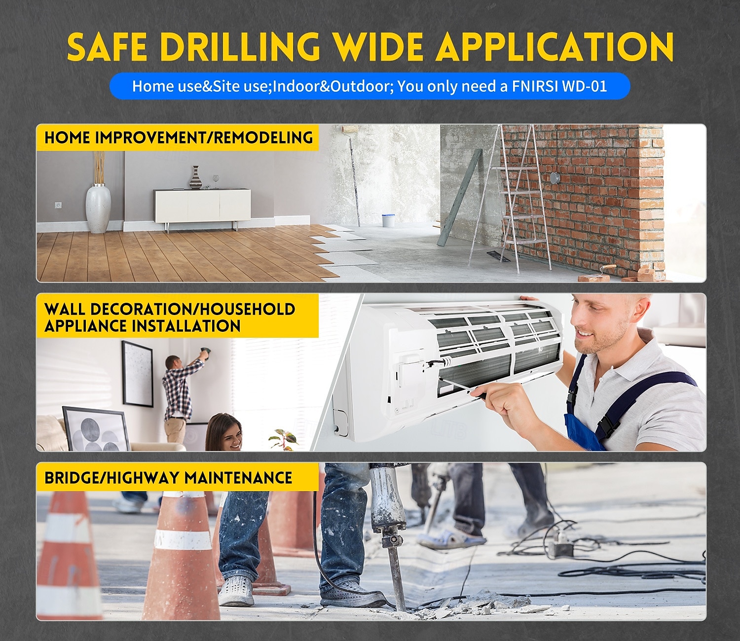 Portable Handheld Wall Scanner Wooden AC Wires Metal Pipes Rebars Detecting Tool Indicator Light Drill Hole Tool 2025 - $132.99 –P7