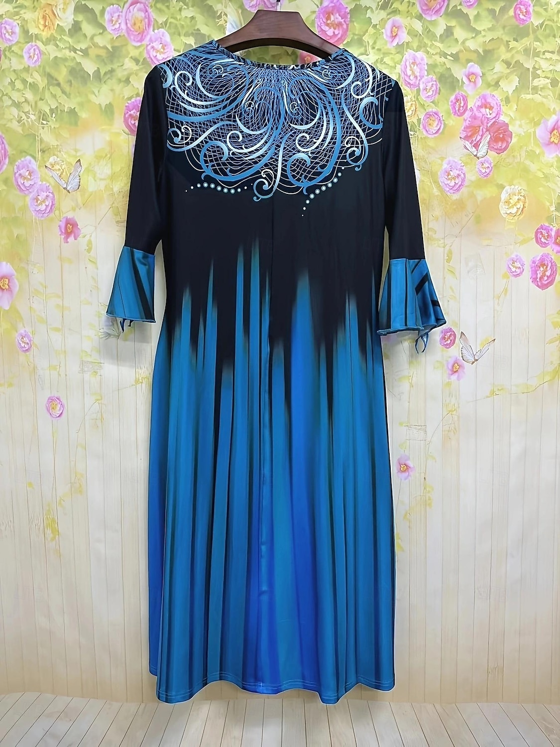 Robe en maille Femme Robe mi-longue A Ombre Mode Vacances Fin de semaine Poche Manches 3/4 Col V Robe Standard Jaune Bleu Vert Printemps S M L XL XXL de 2025 ? $27.99 –P3