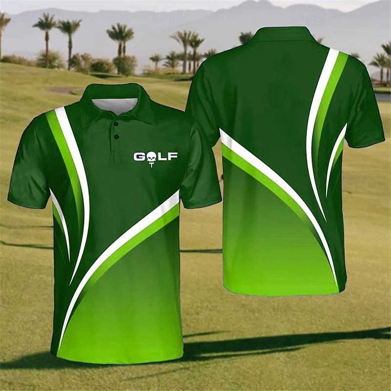 Homens Listrado Camisas Polo Esportivas Camisa de golfe Manga Curta Camisas polo Camisas de colarinho Casual Roupa de Esporte Roupas de férias Botões Impressão 3D Verde Azulado Vinho Azul de 2025 por $22.99 –P5